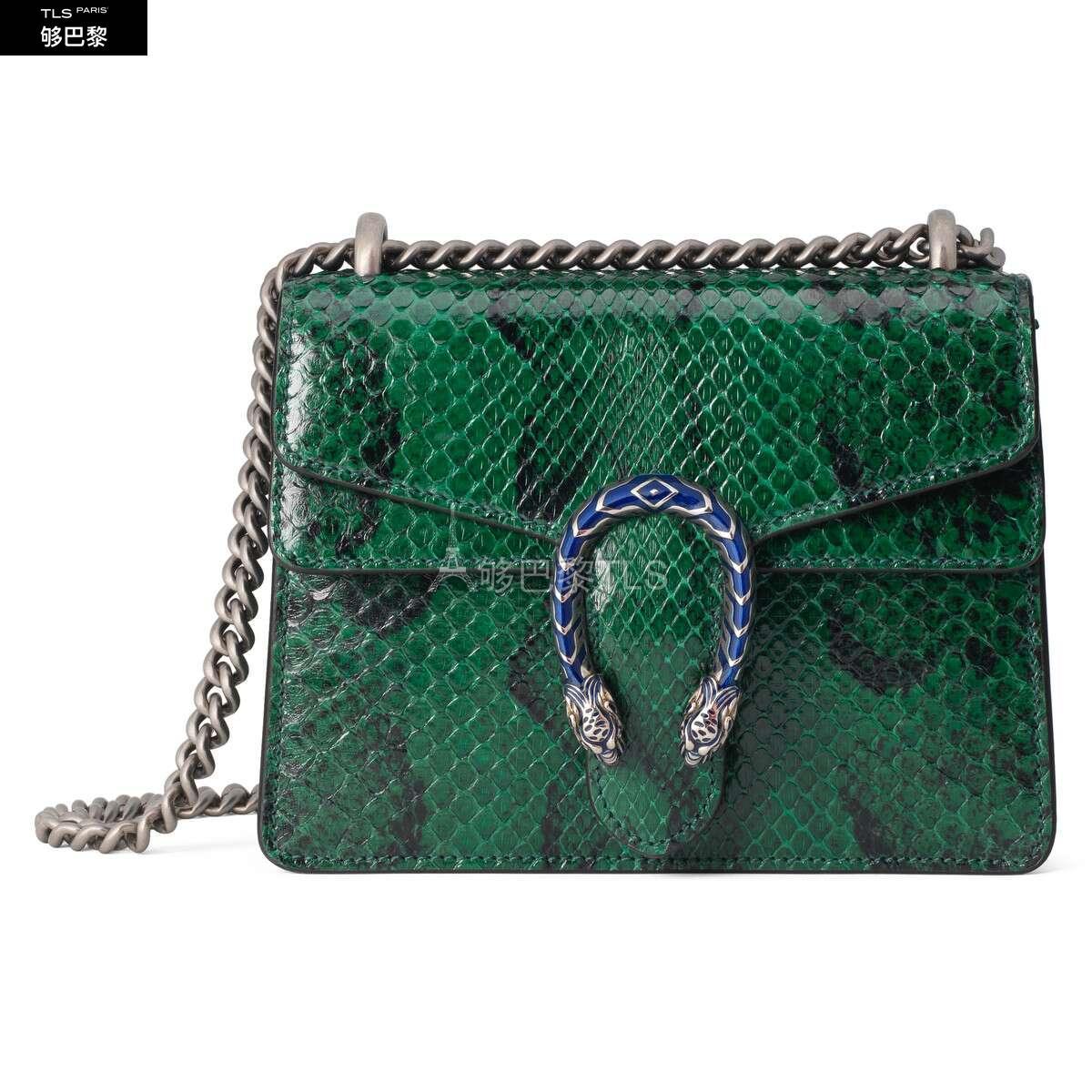 【包邮包税】 gucci古驰 21年春夏 女士 dionysus系列蟒蛇皮迷你手袋