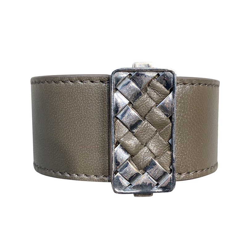 bottega veneta/葆蝶家 做旧五金经典编织图案皮质手镯 af