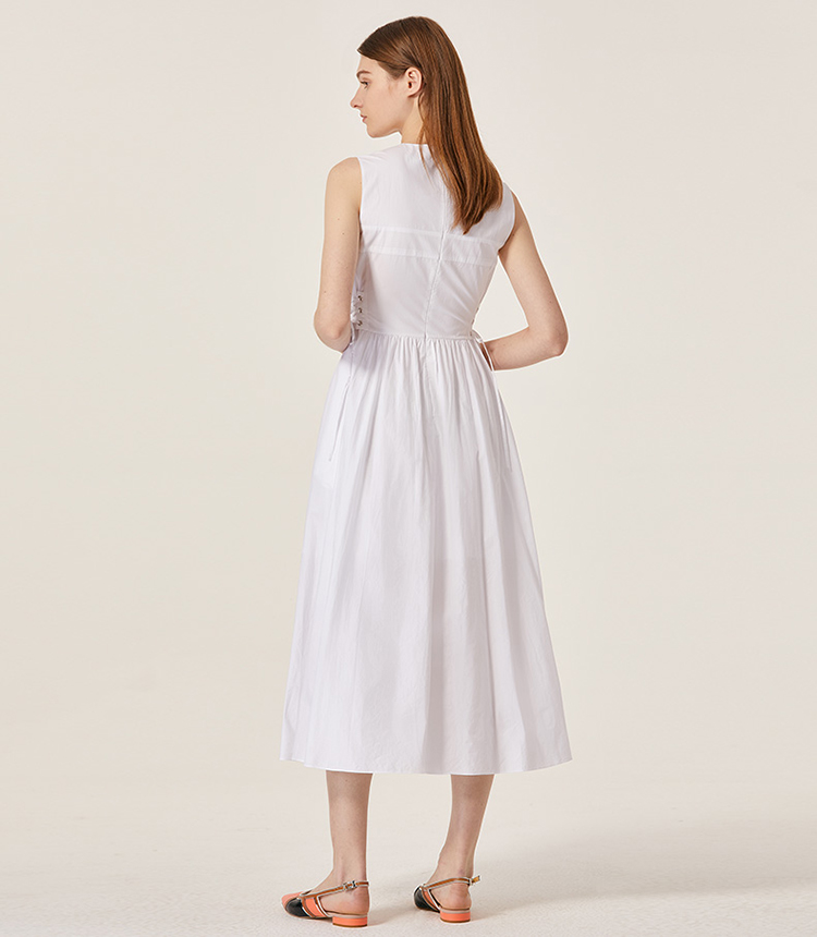 maryling/玛俪琳2021夏季v领连衣裙简约无袖a字小白裙a19d61900女士