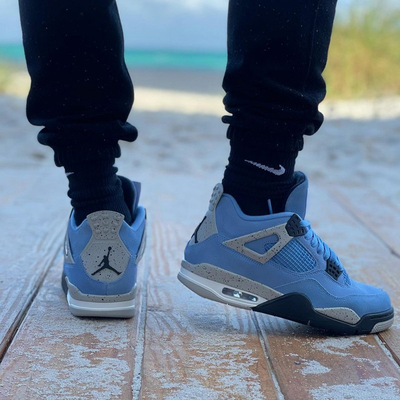 nike/耐克 air jordan 4 男女同款 aj4 北卡蓝 大学蓝 麂皮 小ts 情侣