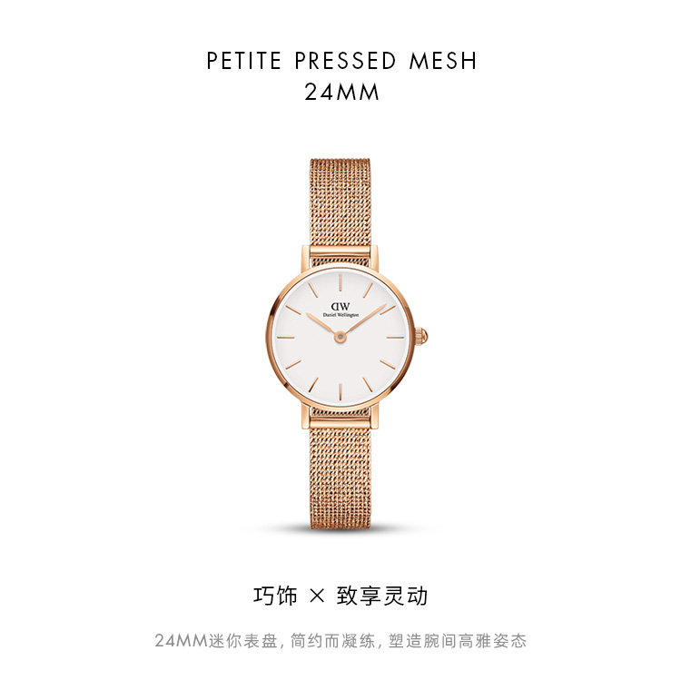 Daniel Wellington/丹尼尔惠灵顿 DW手表女24mm流金表女士简约女麦穗编织钢带石英表丹尼尔惠灵顿官网