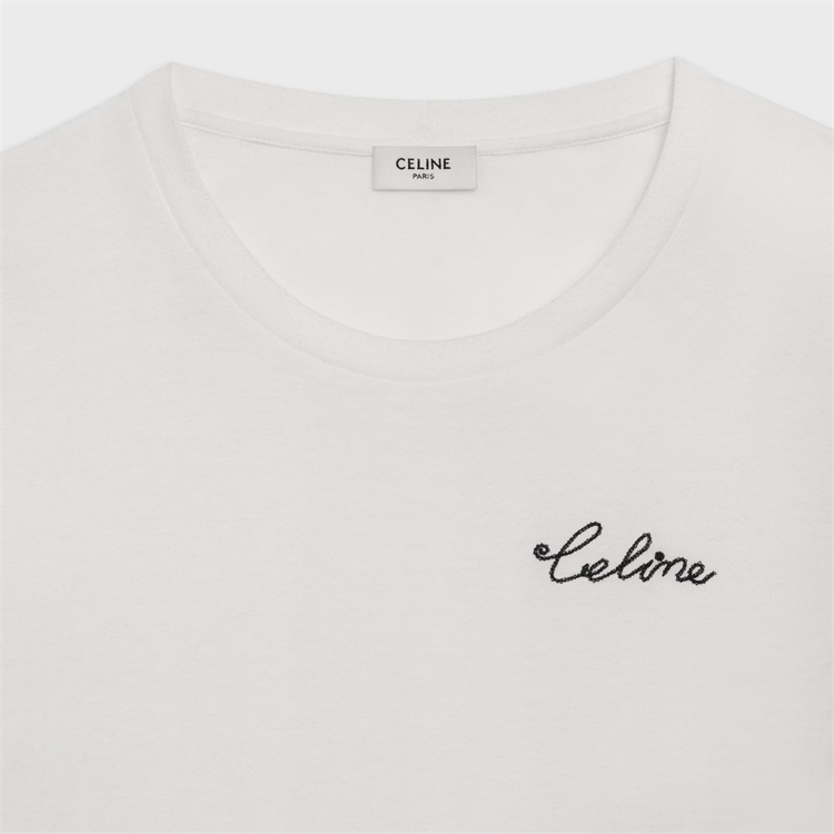 【经典】celine/赛琳 celine 刺绣书写体logo t恤 男女同款 中性设计