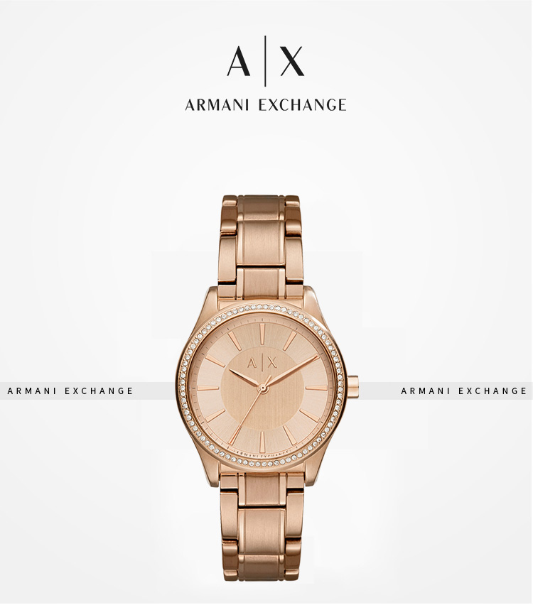 阿玛尼手表 ARMANI EXCHANGE/ARMANI EXCHANGE钢带金表盘休闲石英女士时尚腕表 AX5442