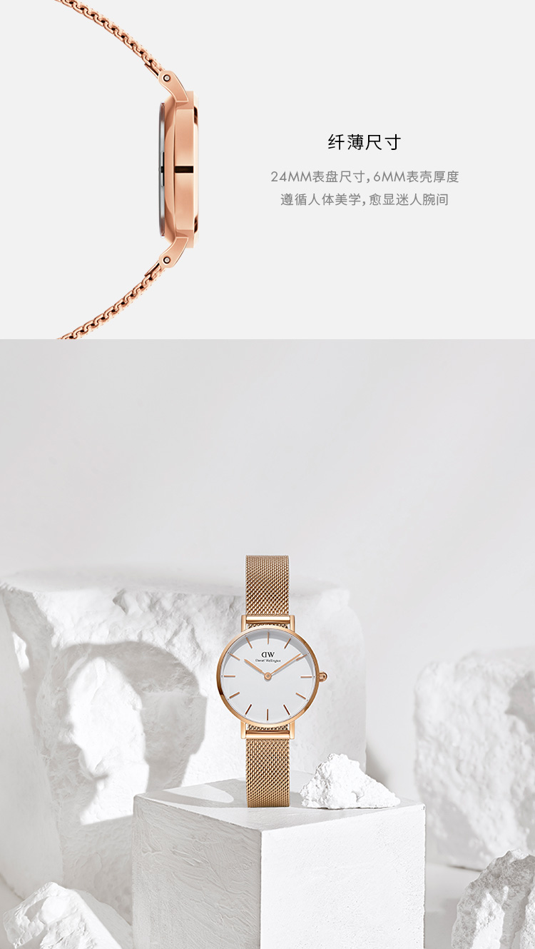 Daniel Wellington/丹尼尔惠灵顿 DW手表女24mm流金表女士简约女麦穗编织钢带石英表丹尼尔惠灵顿官网