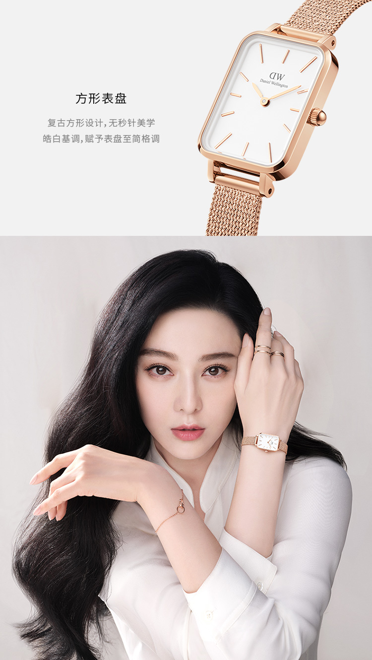 Daniel Wellington/丹尼尔惠灵顿DW小白方表手表女 时尚复古麦穗钢带女表