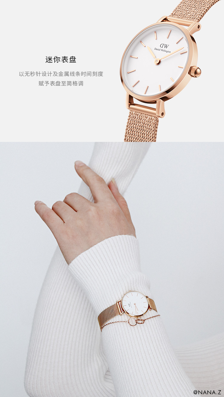 Daniel Wellington/丹尼尔惠灵顿 DW手表女24mm流金表女士简约女麦穗编织钢带石英表丹尼尔惠灵顿官网