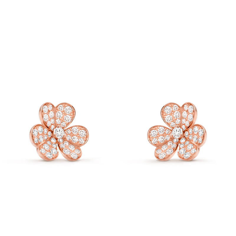 雅宝 21春夏新款frivole系列 小号款18k金玫瑰金镶嵌88颗钻石三叶草