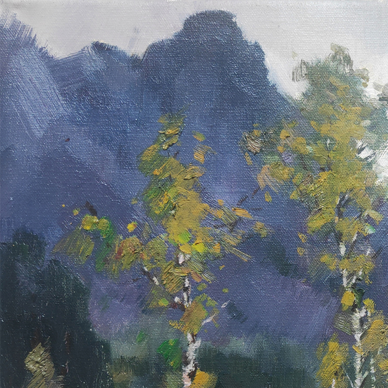 特价/中国美协会员钟国友写生作品《大山深处好风光》60x50cm/油画