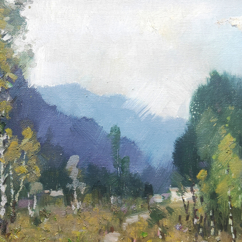 特价/中国美协会员钟国友写生作品《大山深处好风光》60x50cm/油画