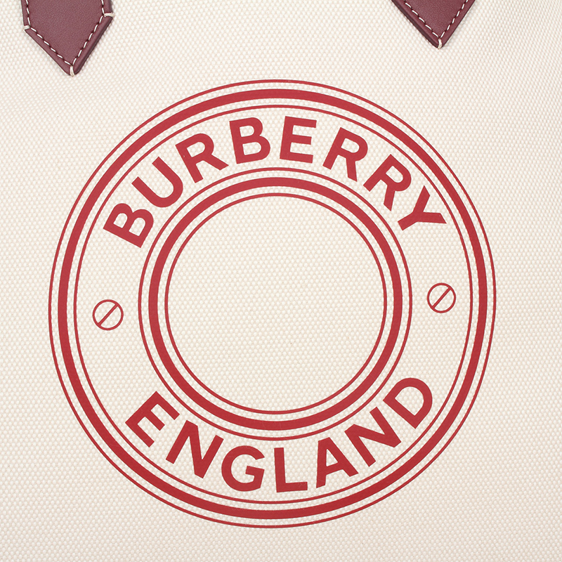 【21春夏新款】burberry/博柏利 女士中号徽标棉质帆布赛尔迪托特包单
