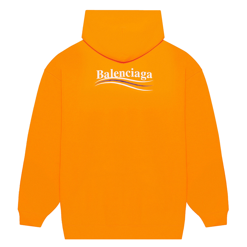 【包税】Balenciaga/巴黎世家 2021年新款 Political Campaign 荧光橙色卷绒男士连帽衫600583TKVE97073