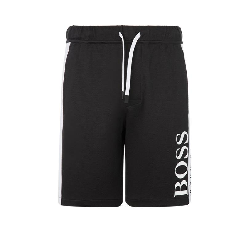 【21春夏新品国内现货】HUGO BOSS/雨果博斯 黑色/白色拼接色LOGO装饰休闲男士短裤