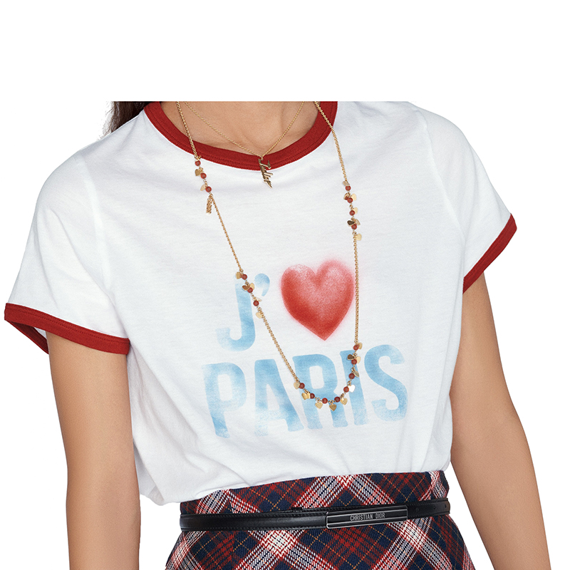 迪奥 21年早秋新款 i love paris系列 女士白色棉质汗布t恤143t12b