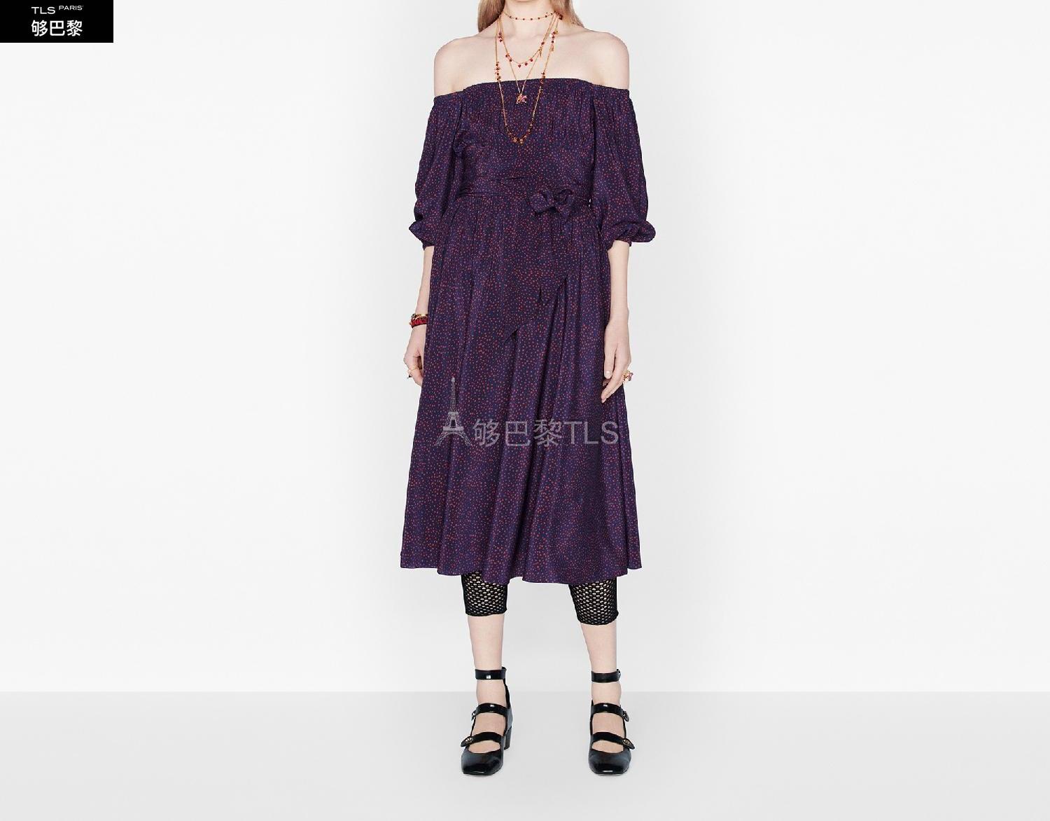 【包邮包税】 dior迪奥 21年春夏 女士 连衣裙 露肩中长款连衣裙 141r