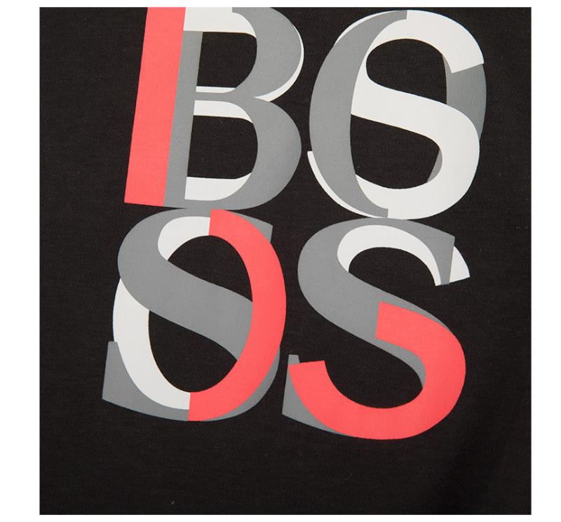【21春夏新品国内现货】hugo boss/雨果博斯 黑色棉质logo装饰男士