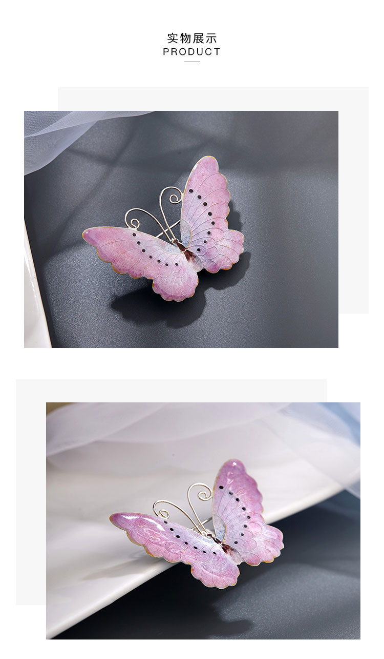 fine jewelers/方元老细金花丝珐琅粉蝴蝶胸针女
