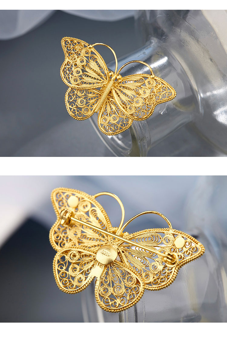 fine jewelers/方元老细金花丝蝴蝶胸针女