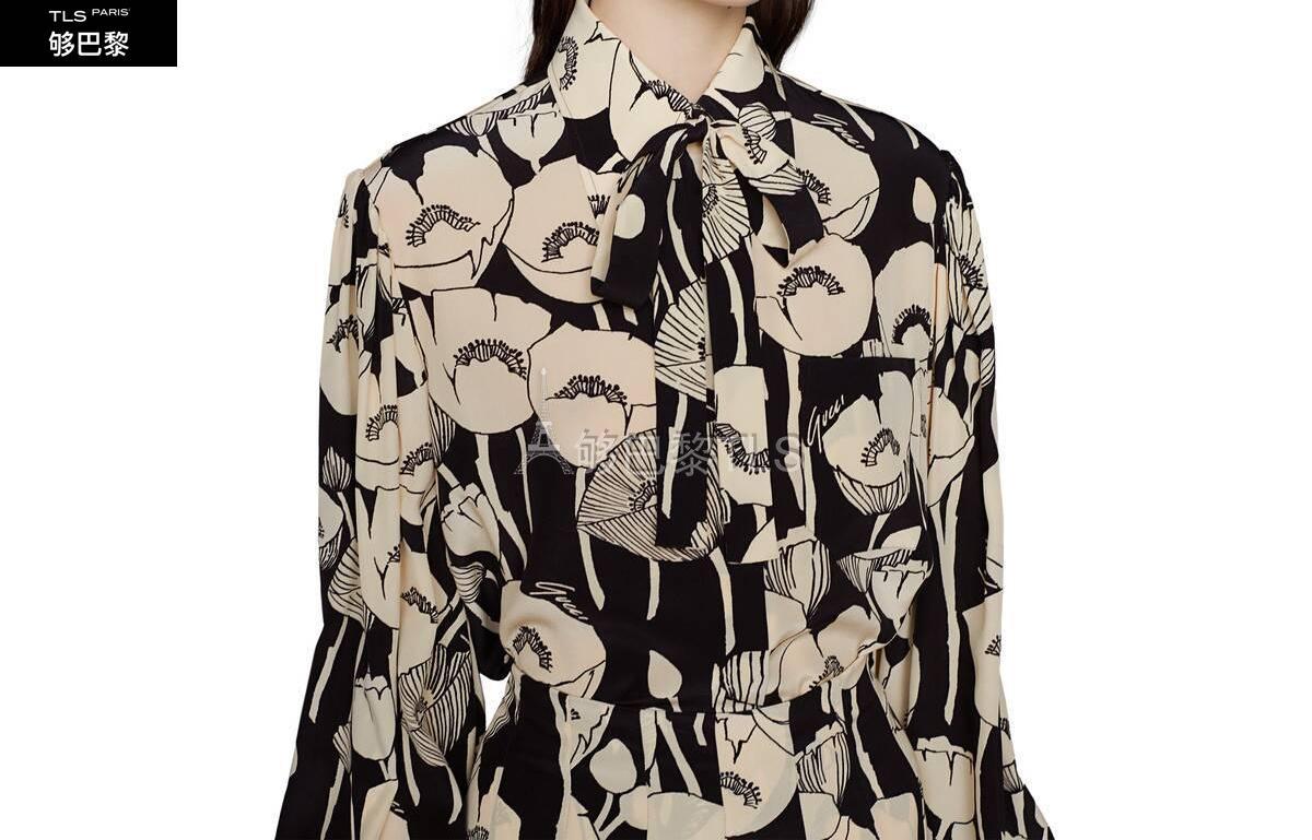 【包邮包税】 gucci古驰 21年秋冬女士 罂粟花*w*印花桑蚕丝衬衫