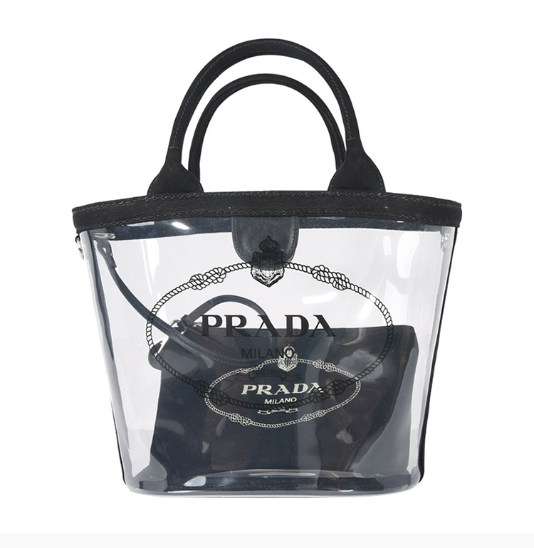 【包邮包税】prada/普拉达 女士黑色透明挎包 1bg187-2by5-f0002