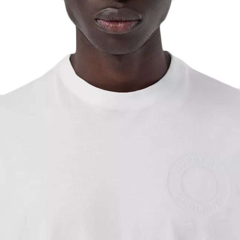 【包税】BURBERRY/博柏利 21年春夏新款 男士白色徽标图案棉质宽松 T 恤衫80422331
