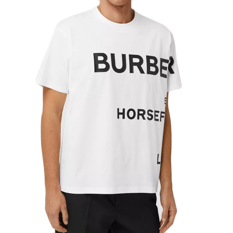 【包税】BURBERRY/博柏利 21年春夏新款 男士白色Horseferry 印花棉质宽松 T 恤衫80406911