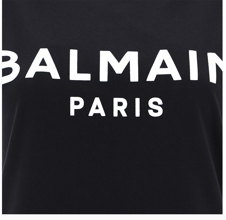 balmain 巴尔曼 女士 服装 黑色圆领无袖肩部纽扣字母logo印花棉质t恤