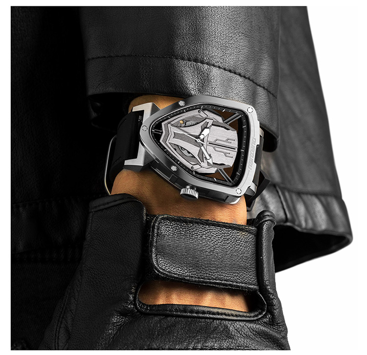 DURIUEU/杜里手表 进口机芯自动机械表商务时尚潮流男士腕表 41mm枪色盘胶带 全球联保 DU-18008MSXEEQS3