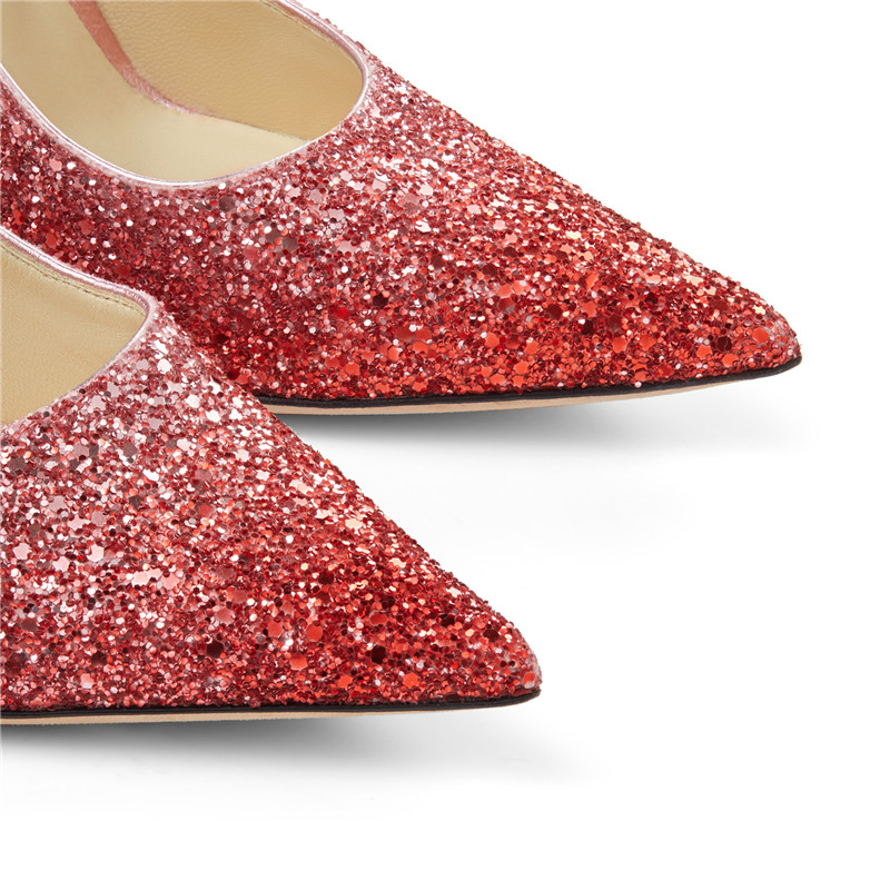 jimmy choo/周仰杰 love 100系列 女士 红色渐变亮片 尖头高跟鞋 193