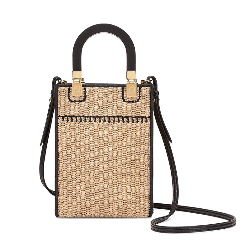 【包税】fendi/芬迪 2021秋冬新款 sunshine系列 女士迷你米色草编