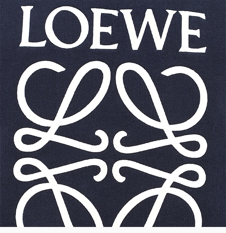 loewe 罗意威 男士 服装 21春夏 蓝色圆领logo印花套头卫衣 男卫衣