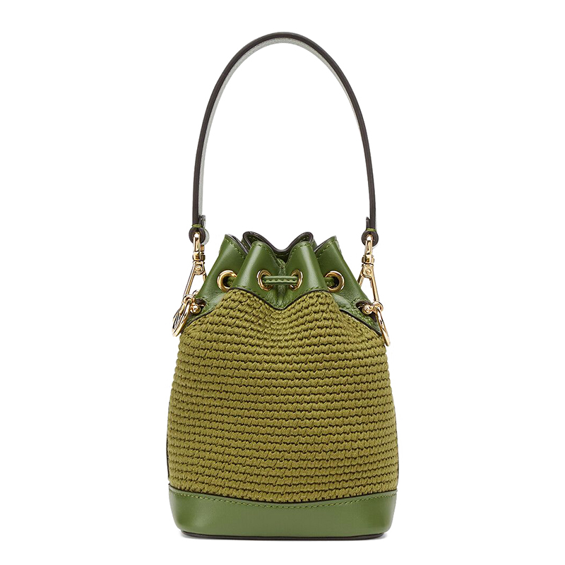 2021秋冬新款 mon tresor系列 女士迷你绿色钩编棉质fendi roma徽标