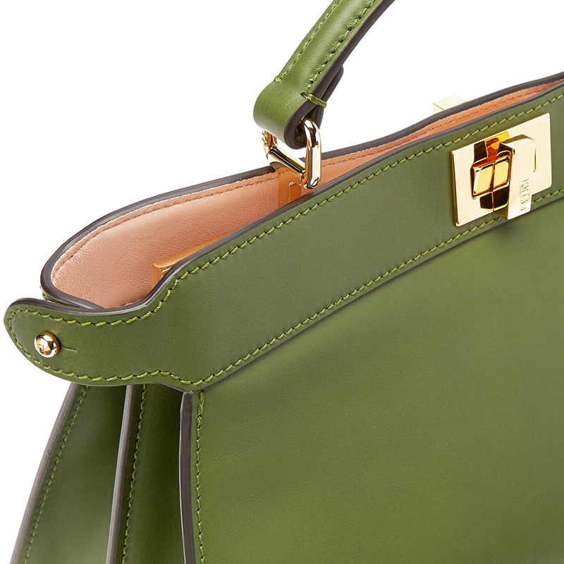 芬迪 2021秋冬新款 peekaboo iseeu east-west系列 女士绿色小牛皮