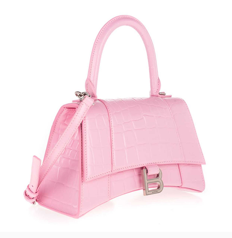 【包税】balenciaga/巴黎世家【21春夏新款】女士粉红色鳄鱼压纹小