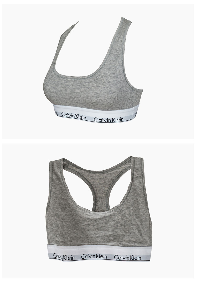 【包税】Calvin Klein/卡尔文·克莱因  女士logo边宽肩带.运动文胸 F3785-020 180315