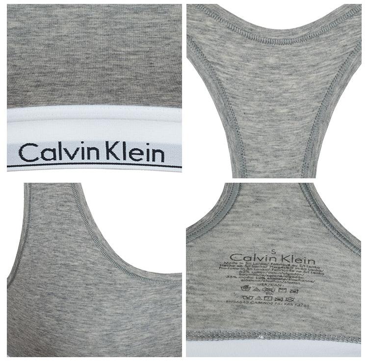 【包税】Calvin Klein/卡尔文·克莱因  女士logo边宽肩带.运动文胸 F3785-020 180315