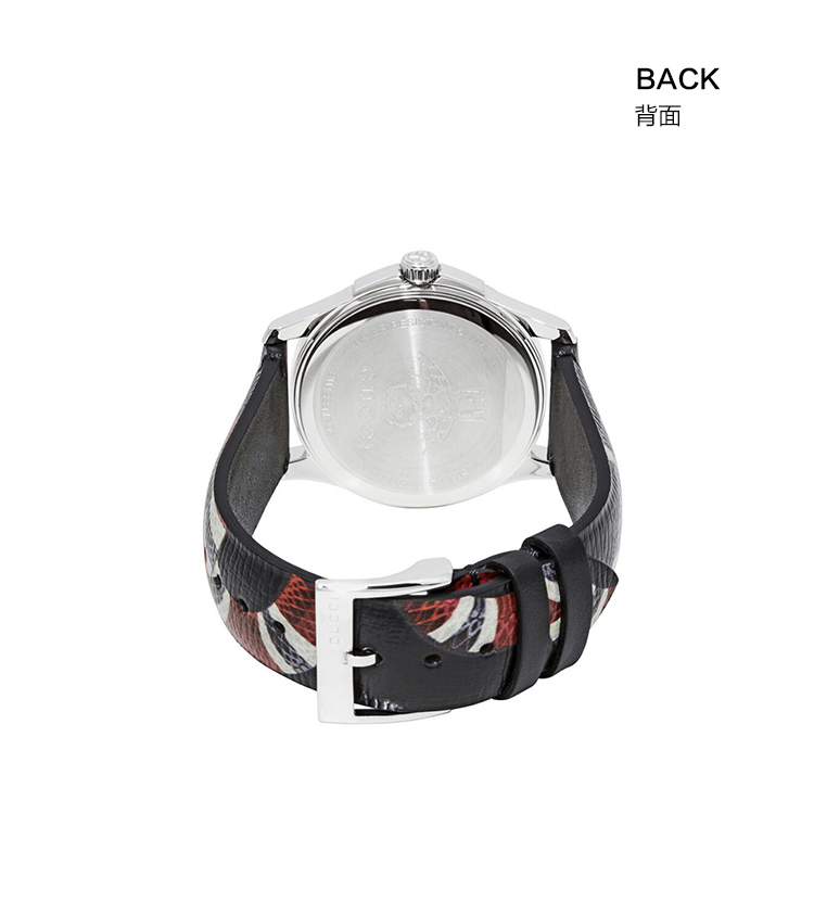 gucci/古驰 男女时尚灵蛇黑色真皮中性手表 ya1264007