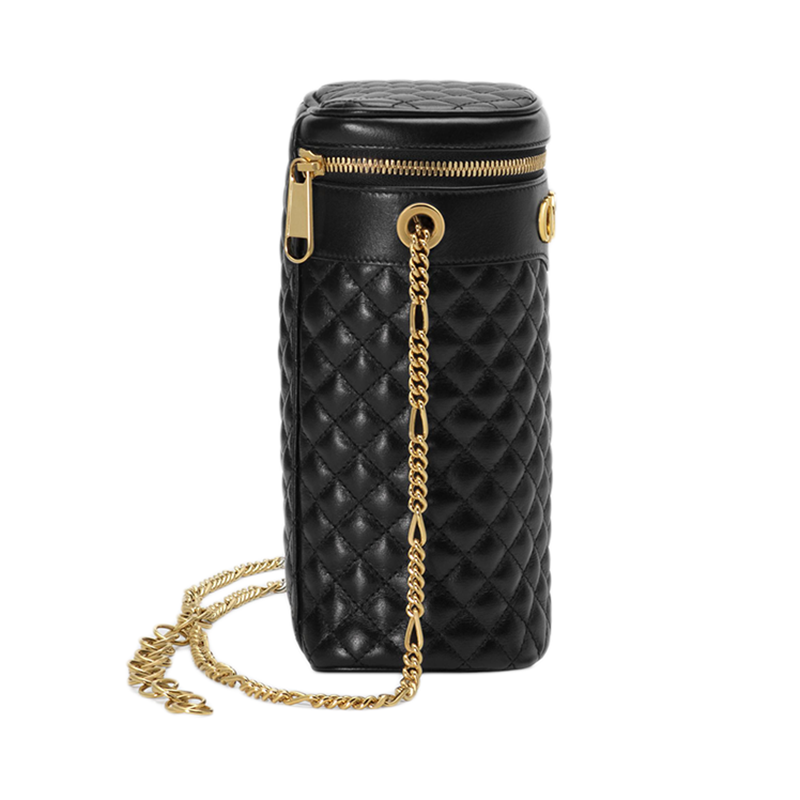 gucci/古驰黑色皮质菱格圆筒包单肩包5722980yknx ch