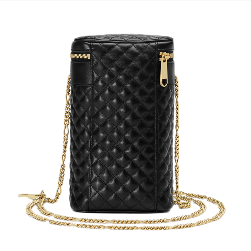 gucci/古驰黑色皮质菱格圆筒包单肩包5722980yknx ch