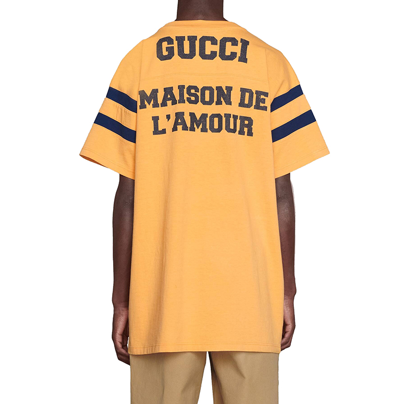 gucci/古驰 21年春夏新款 男士黄色棉质印有" 25 gucci"字样t恤655459