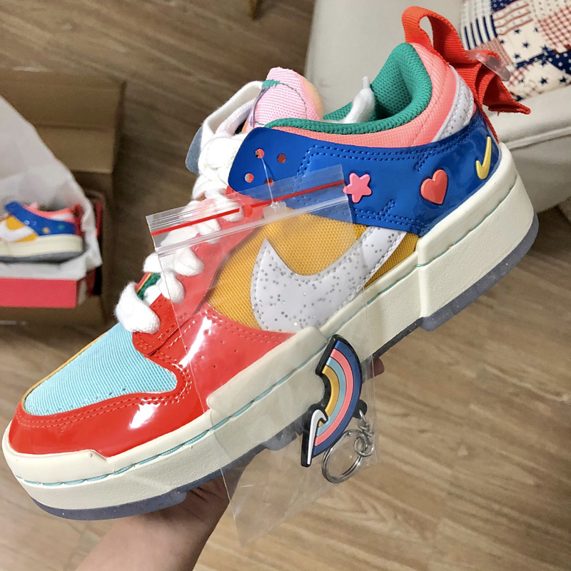 nike/耐克 dunk low disrupt 男女同款 彩虹糖 黄橙蓝 休闲鞋板鞋 dj