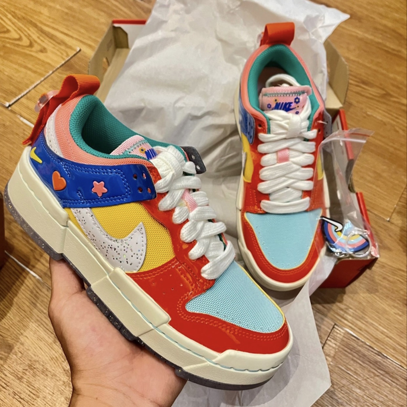 nike/耐克 dunk low disrupt 男女同款 彩虹糖 黄橙蓝 休闲鞋板鞋 dj