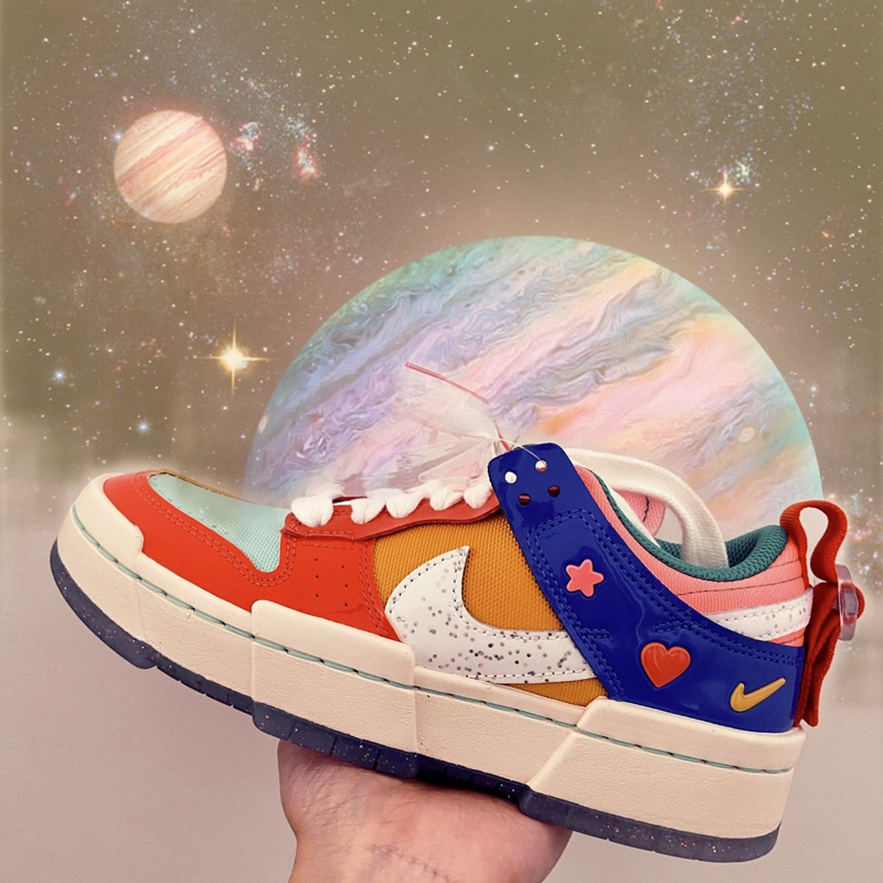 nike/耐克 dunk low disrupt 男女同款 彩虹糖 黄橙蓝 休闲鞋板鞋 dj