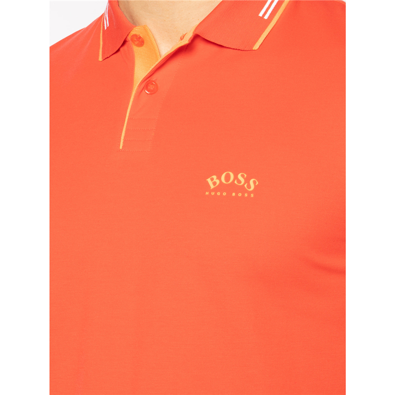 HUGO BOSS/雨果博斯 男士Paul Curved系列 橙红色 短袖POLOT恤 50412675621