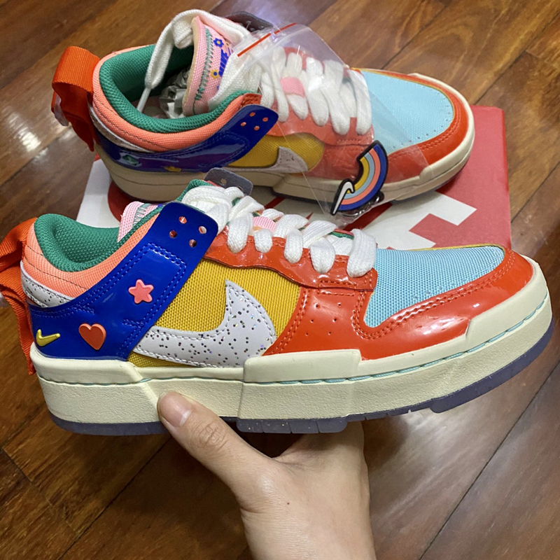 nike/耐克 dunk low disrupt 男女同款 彩虹糖 黄橙蓝 休闲鞋板鞋 dj