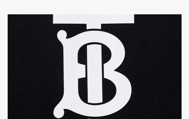 BURBERRY/博柏利 男士黑色棉质专属标识图案连帽运动衫男卫衣 8024604