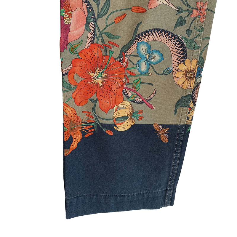 gucci/古驰秀款chino花园蛇印花女士牛仔裤 by