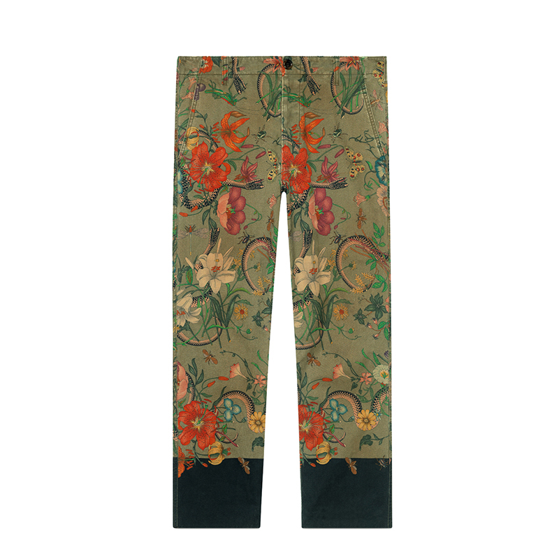 gucci/古驰秀款chino花园蛇印花女士牛仔裤 by