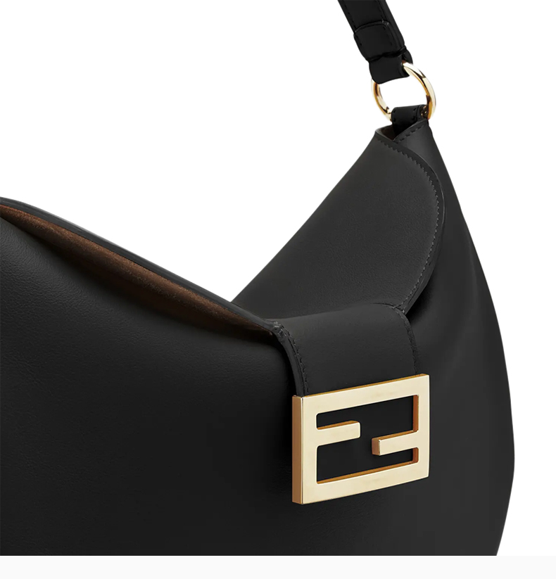 【包税】fendi/芬迪【21春夏新款】女士黑色小牛皮经典金色双f字母