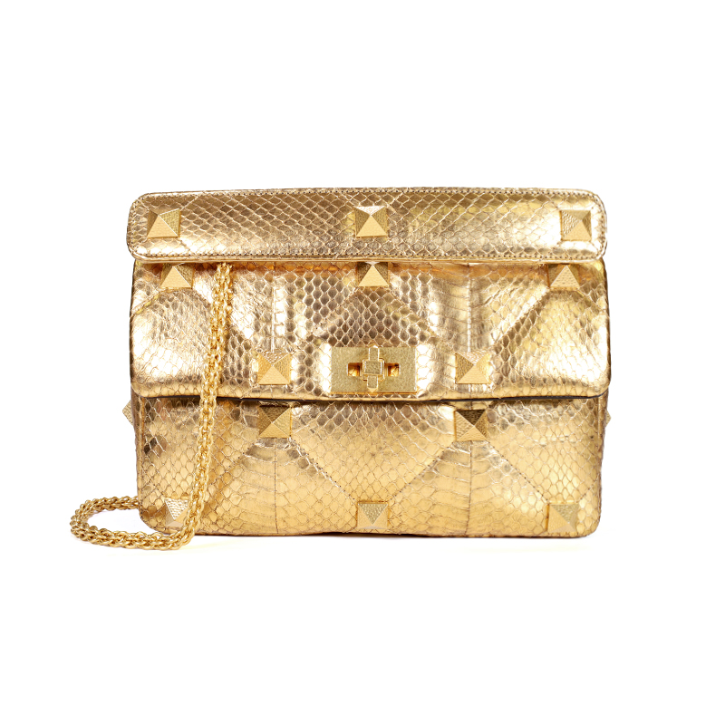 【包邮包税】valentino/华伦天奴 女包 链条包 女士金色皮革斜挎包 vw