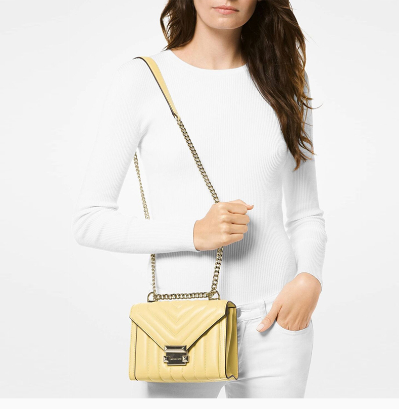 【国内现货】michael kors/迈克·科尔斯 mk 女士浅黄色羊皮革时尚